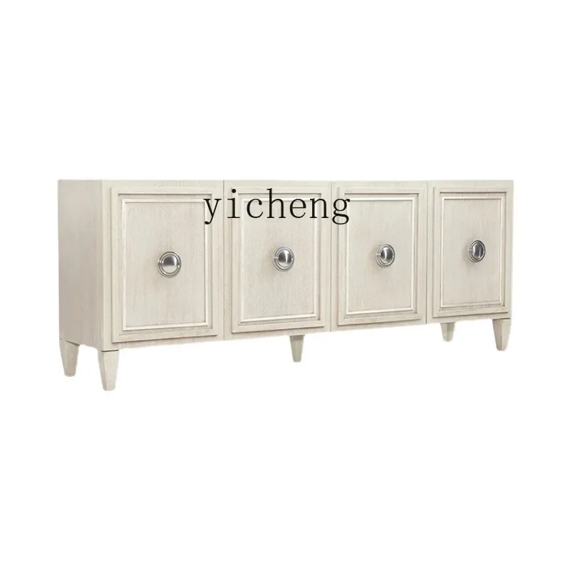 

Solid Wood TV Cabinet Modern Light Luxury Curio Cabinet Living Room Dining Room Creamy-white Distressed Sideboard Cabinet