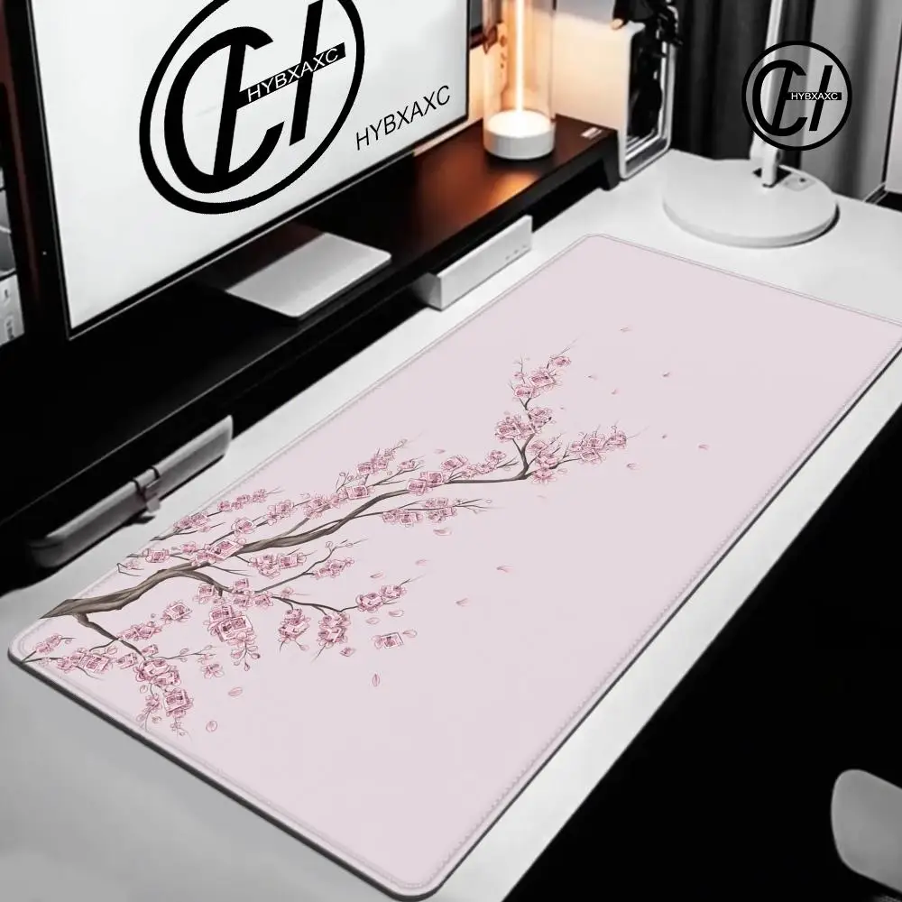 Japanese style Gaming Mouse Pad Pink Sakura Mousepads Black White XXL Large 120x60cm Desk Mat Mouse Mats Rugs for Laptop Gamer