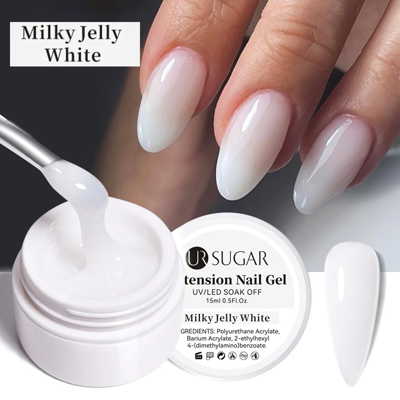 UR SUGAR 15ml/Box Verlängerungs-Nagelgel Jelly Weiß Transparent UV-Gel Hartgel Verlängerungsgel für Nägel Finger French Nail Art Maniküre