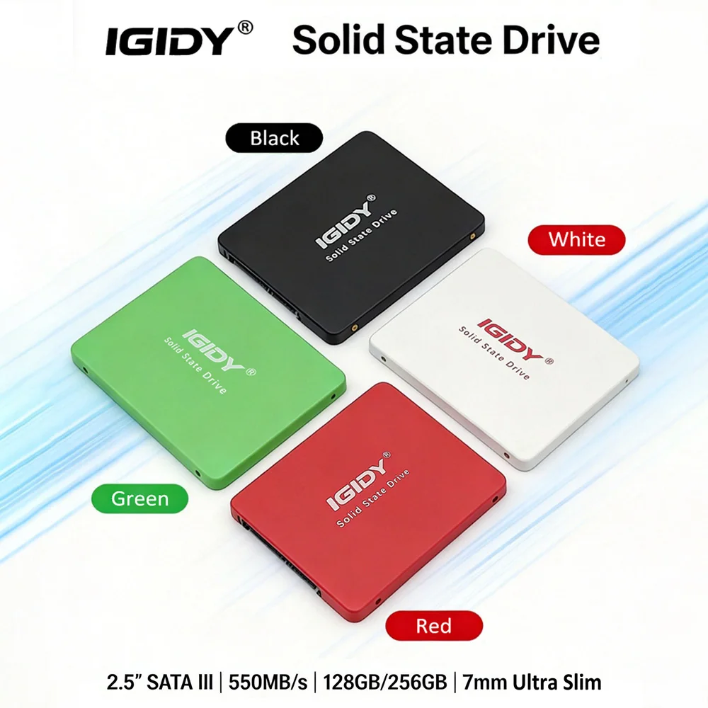 IGIDY 2.5" SATA III SSD 550MB/s Fast Read 128GB 256GB Internal Hard Drive 4 Colors for Notebook Desktop
