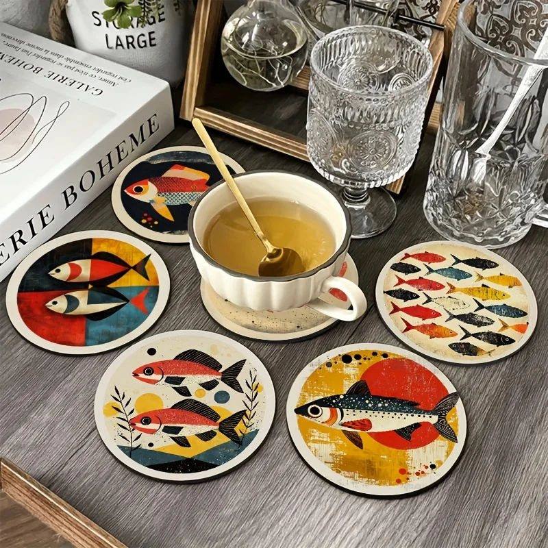 2D Vibrant Mini Fish Motif Innovative Featherweight Ornament Cafe Tearoom Workplace Household Decor Sturdy Wood Hardware Craft