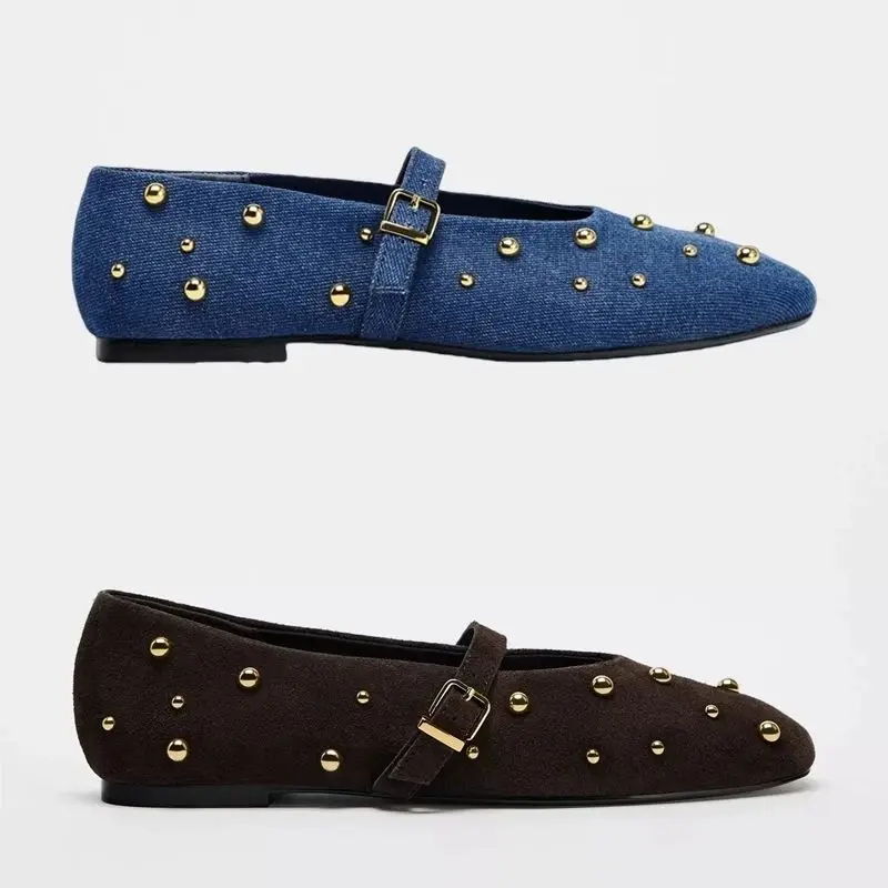 Zapatillas de Ballet con Punta Redonda 2025, Modernas y Versátiles, con Correa de Hebilla, Antideslizantes, Cómodas, Casuales...