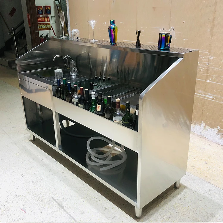 Most Popular Mobile bar Station Bartender Service Station Made of 201/304 Stainless Steel Folding Bartending Station
