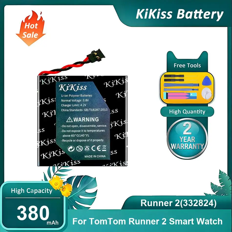 Brand New Watch Battery For TomTom Runner 2,Runner 2(332824),380mAh