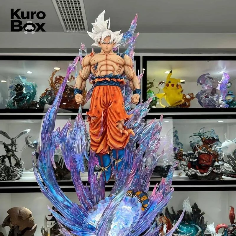 

Hot Ultra Instinct Goku Figure GK Model 25cm Action Statue Saiyan Anime Collectible Toy with Light Up Base for Fans Gift