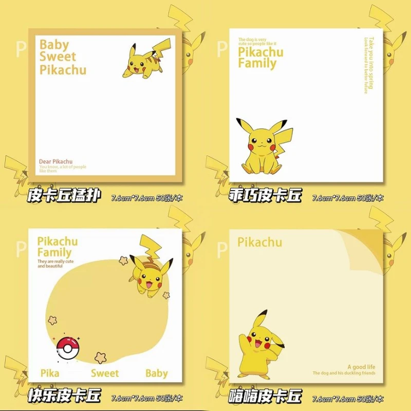 Pokemon 50 sheets Anime Pikachu Memo Notepad Self-adhesive Bookmark Memo Sticker Memo Animation Stationery Small Book Wholesale