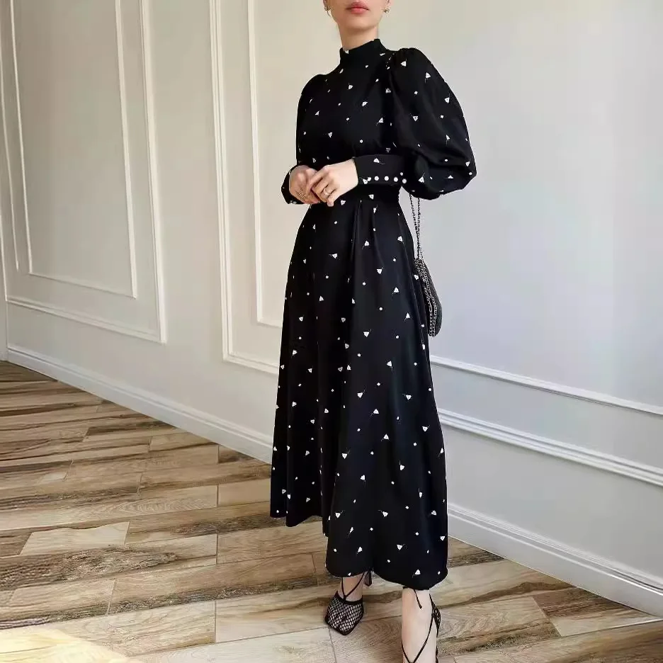 Abaya musulmano per le donne Maxi abito Stampa Abiti Lace Up Ramadan Eid Marocco Islam Jalabiya Dubai Abaya Caftano Arabo Abito lungo