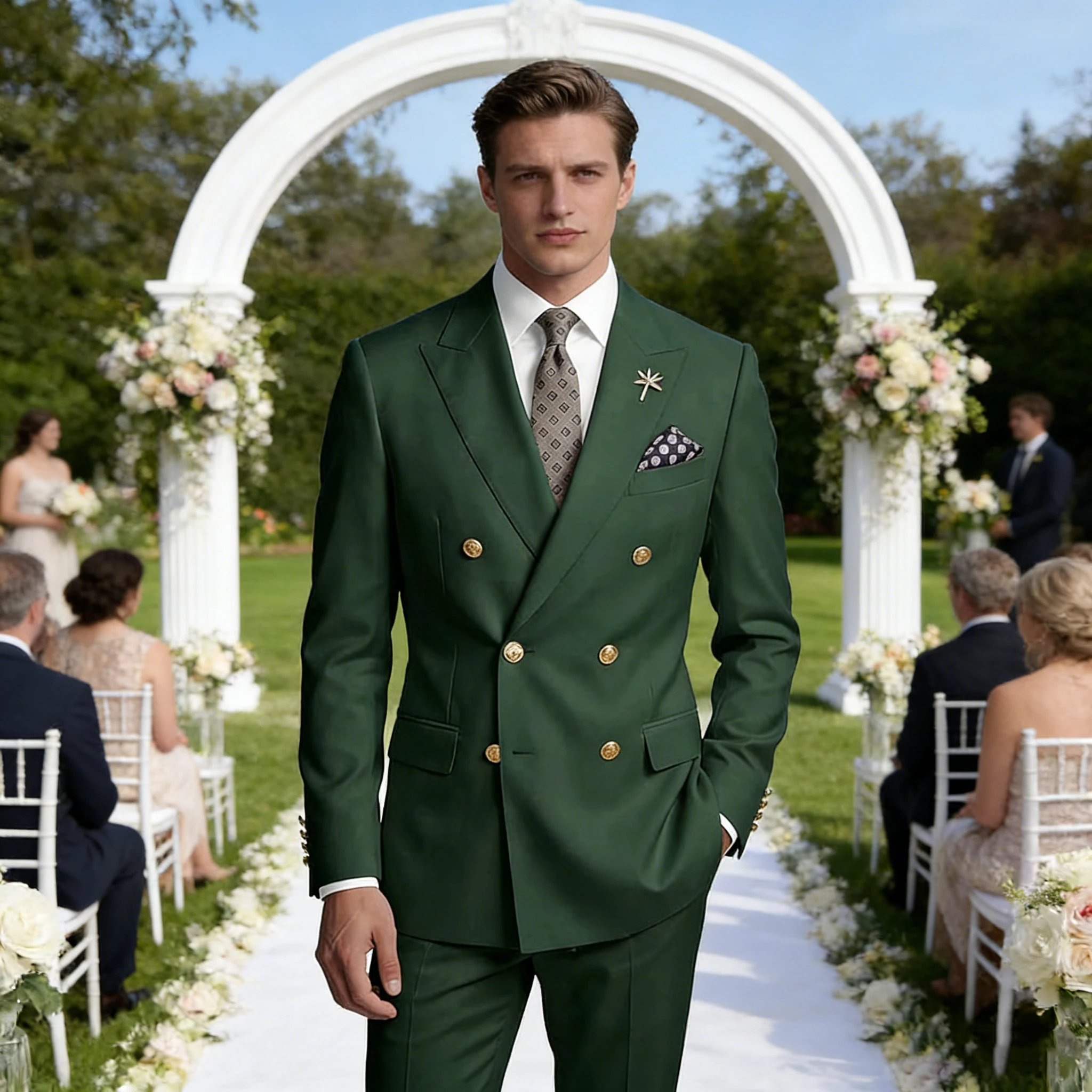 

Luxury Men's Double Breasted Suit 2 Piece Blazer and Pants Slim Fit Formal Business Jacket Set for Wedding Prom Party Tuxedo