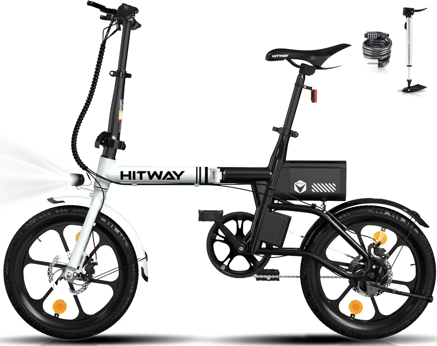 HITWAY BK35 Folding Electric Bike, 16 inch E Bike 250W City E-Bike Max.Range 25-60KM