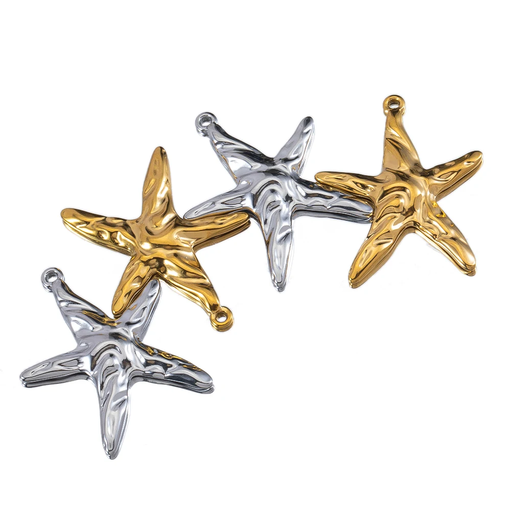 

5pcs Lava Design Stars Charm Stainless Steel Starfish Love Heart Pendants Earring Necklaces Choker DIY Jewelry Making Supplies