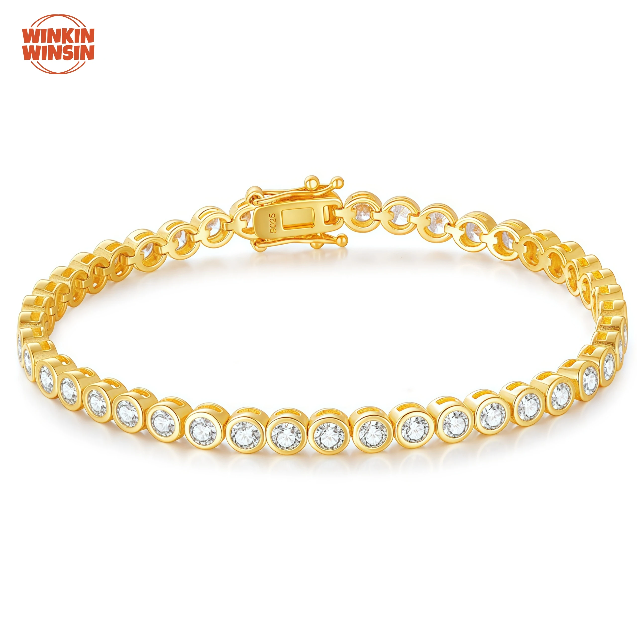 

Winkin Winsin 925 Sterling Silver Bangle GRA Certificate Diamond Moissanite Bracelet Bubble Tennis Bracelet Women Jewelry