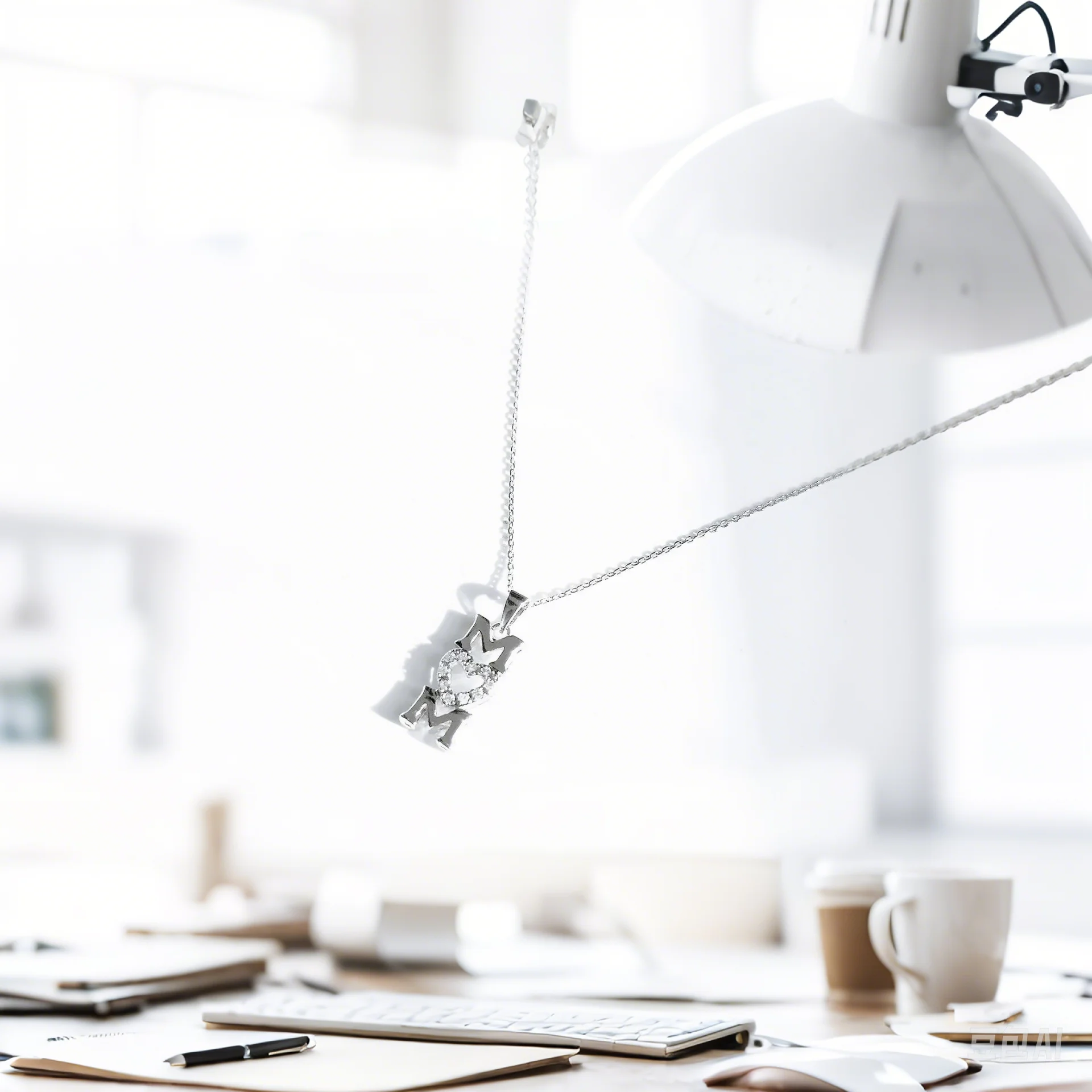 قلادة MOM مع قلادة على شكل قلب هندسي متعددة الاستخدامات وفريدة من نوعها وأنيقة وبسيطة على شكل عظمة الترقوة هدية عيد الأم للأم/النساء #4