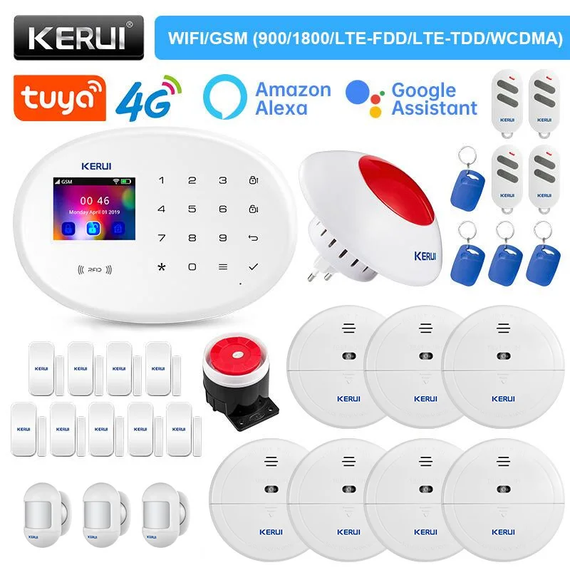 

KERUI W204 Alarm System 4G WIFI GSM Alarm Tuya Smart 433MHz Wirelss Home Security Support Alexa Motion Sensor Door Sensor