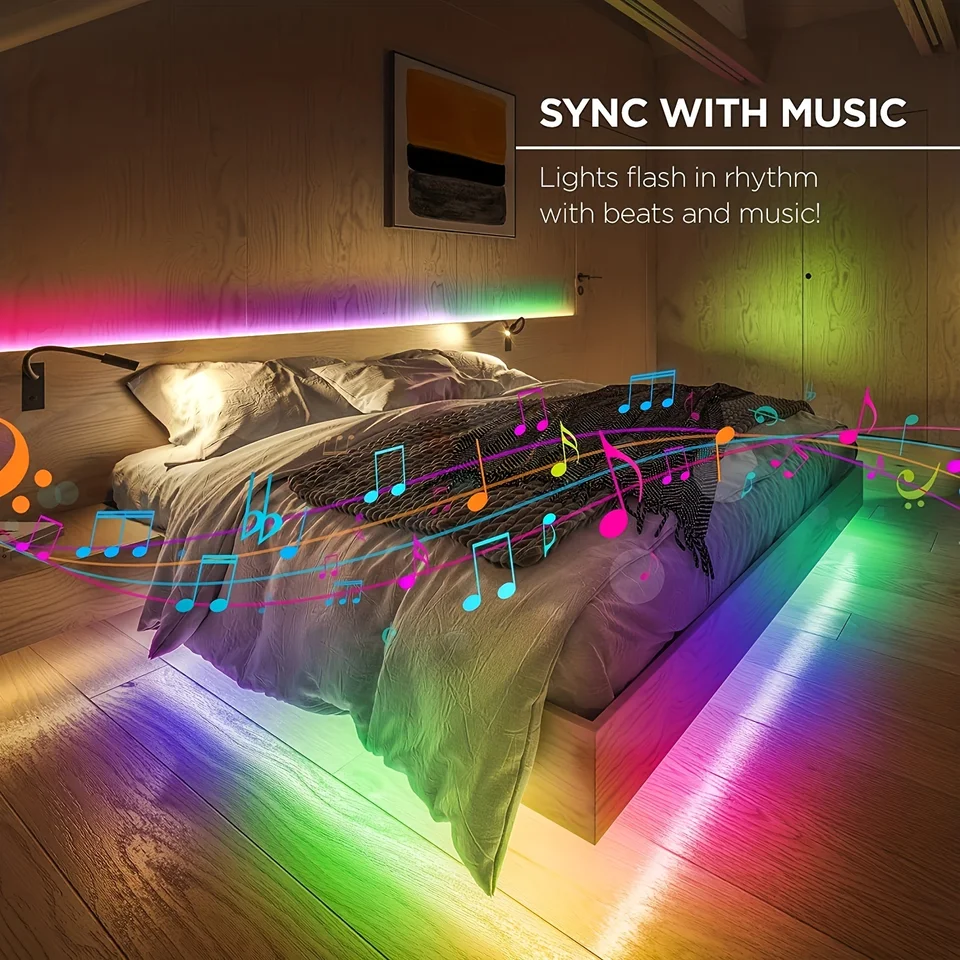 LED 5050 Light Strip 5M 10M 20M 40M RGB TV Background Light Bluetooth Control USB Game Room Family Party Decorative Light Strip, image 6