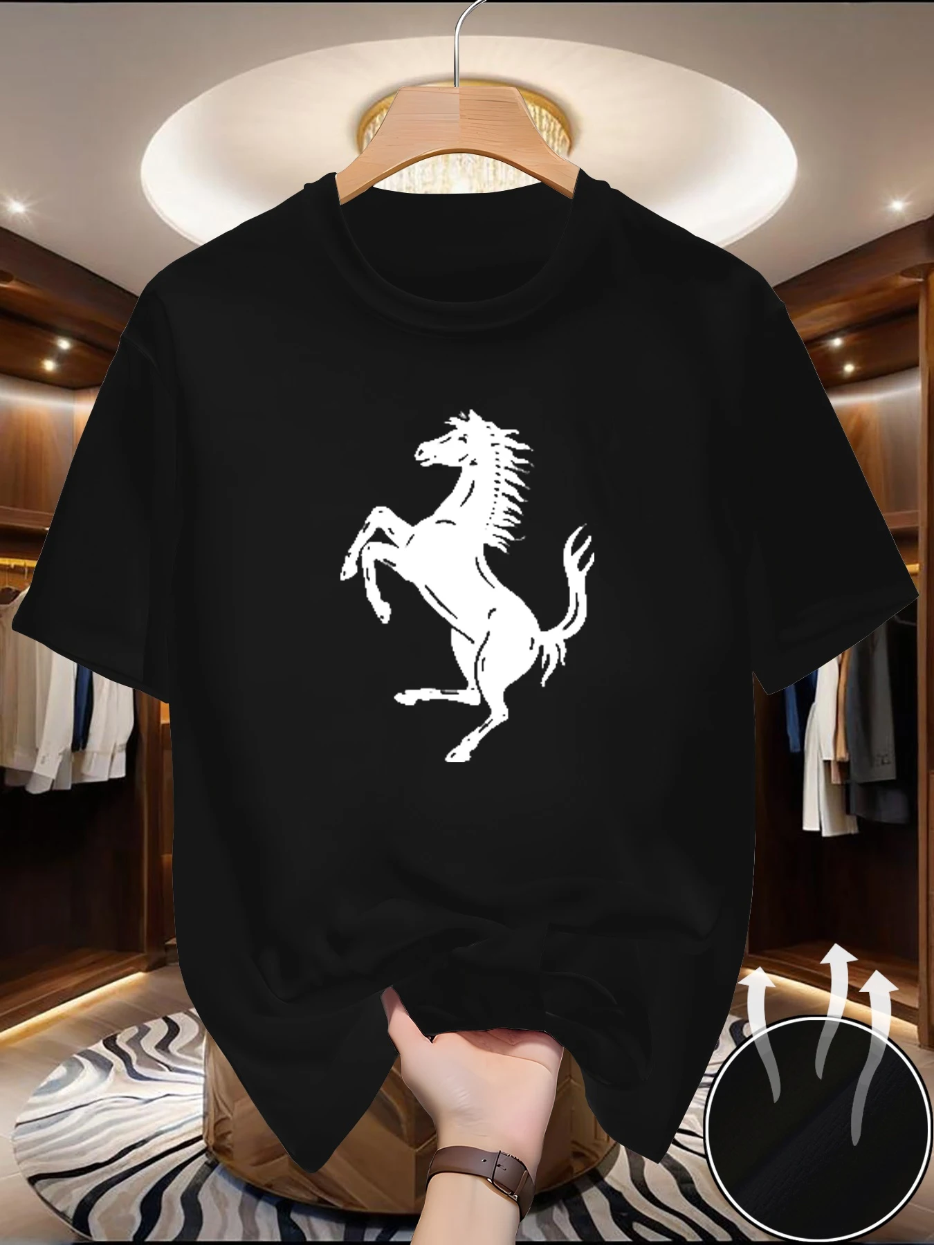 2026 Abstract Stallion Family Matching Print T‑Shirt Adults Kids Vintage Horse Graphic Loose Short Sleeve Casual Street Tee
