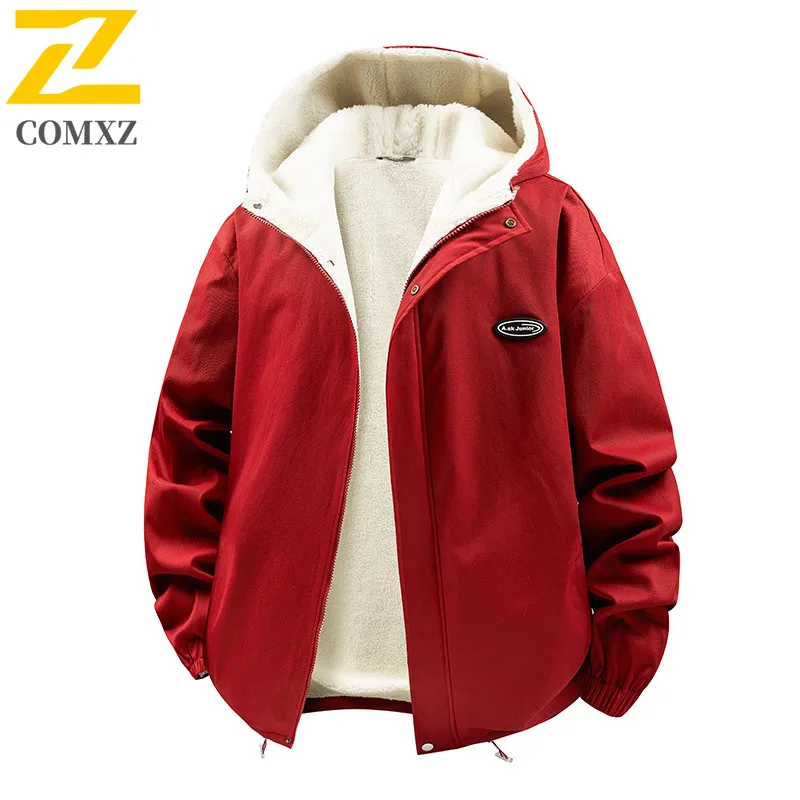 زوجين سترة قطن 2025 نمط جديد صوف الضأن سميكة الباردة برهان الدافئة معطف مقنع في الهواء الطلق ملابس شتوية غير رسمية معطف ريشة القطن #1