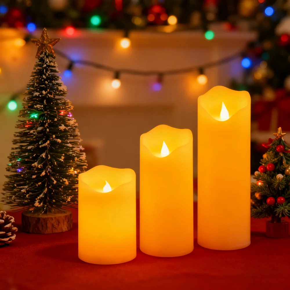 3 قطعة/المجموعة LED ضوء شمعة ، الشموع عديمة اللهب ضوء غير مستو حافة البارافين الشمع ضوء شمع بطارية تعمل LED شمعة ضوء الليل #2