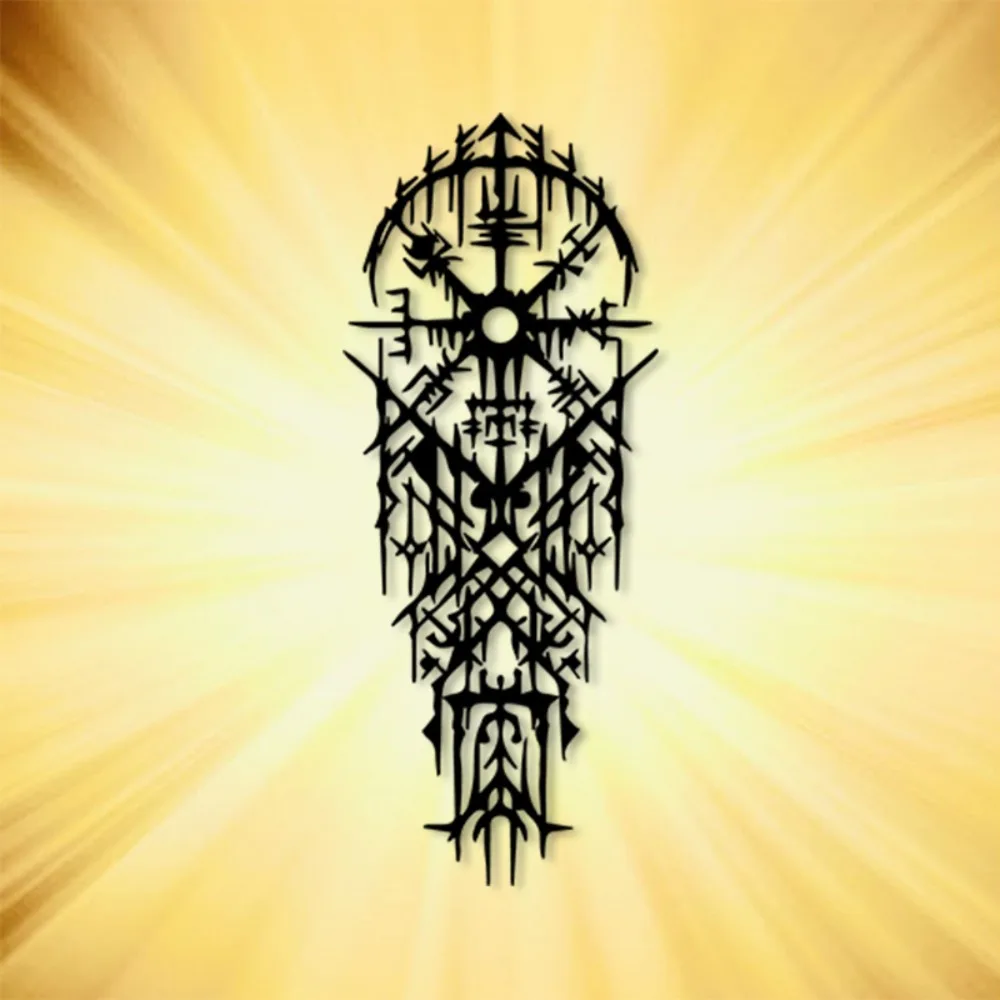 CIFBUY Metal Wall Art Viking Rune Compass Iron Sculpture Rustproof Hanging Plaque Nordic Home Decor Ornament