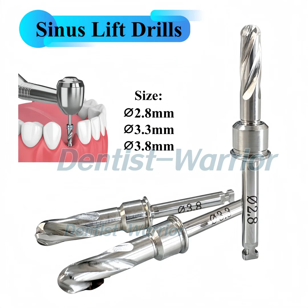 3Size Dental Maxillary Sinus Lift Drill Crestal Lateral Approach CAS Implant Drill Sinus Elevation Tool 2.8/3.3/3.8mm