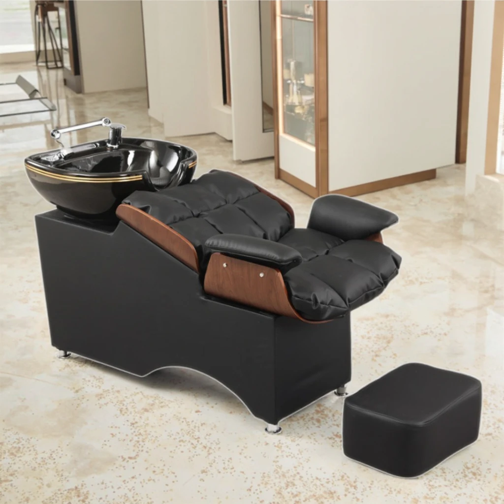 

Роскошное современное черное керамическое кресло для шампуня с массажем для салонов красоты и отелей