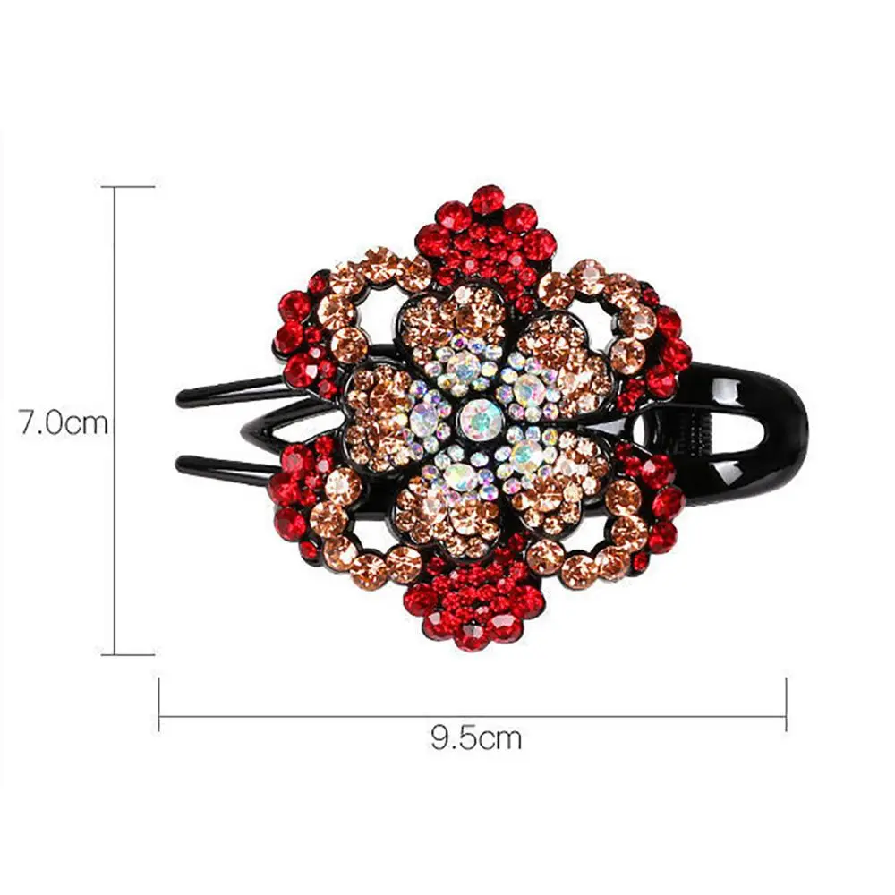 Retro Shiny Rhinestone Hairpin Flower Leaf Duckbill Hair Claws Hair Clips Women Girls Elegent Ponytail Headwear Hair Styling