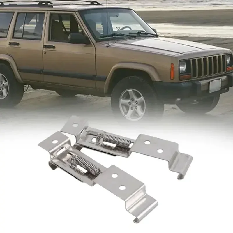 2pcs Car License Plate Bracket Spring Loaded Stainless Steel Cars Frame Holder Clamps Rectangular Trailer Number Plate Clips