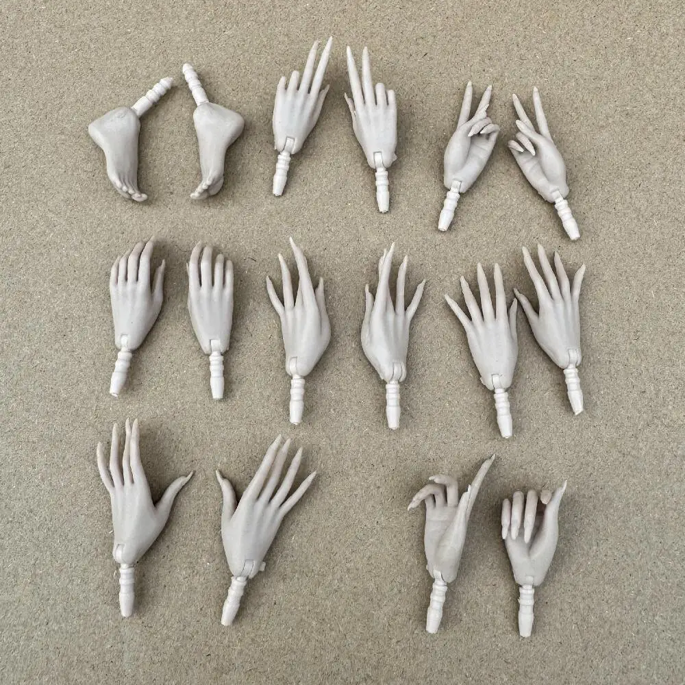 

1pair MENGF Japan White Replacement Hands With Long Nails Different Gestures Universal For 1/6 FR/IT Doll DIY Manicure