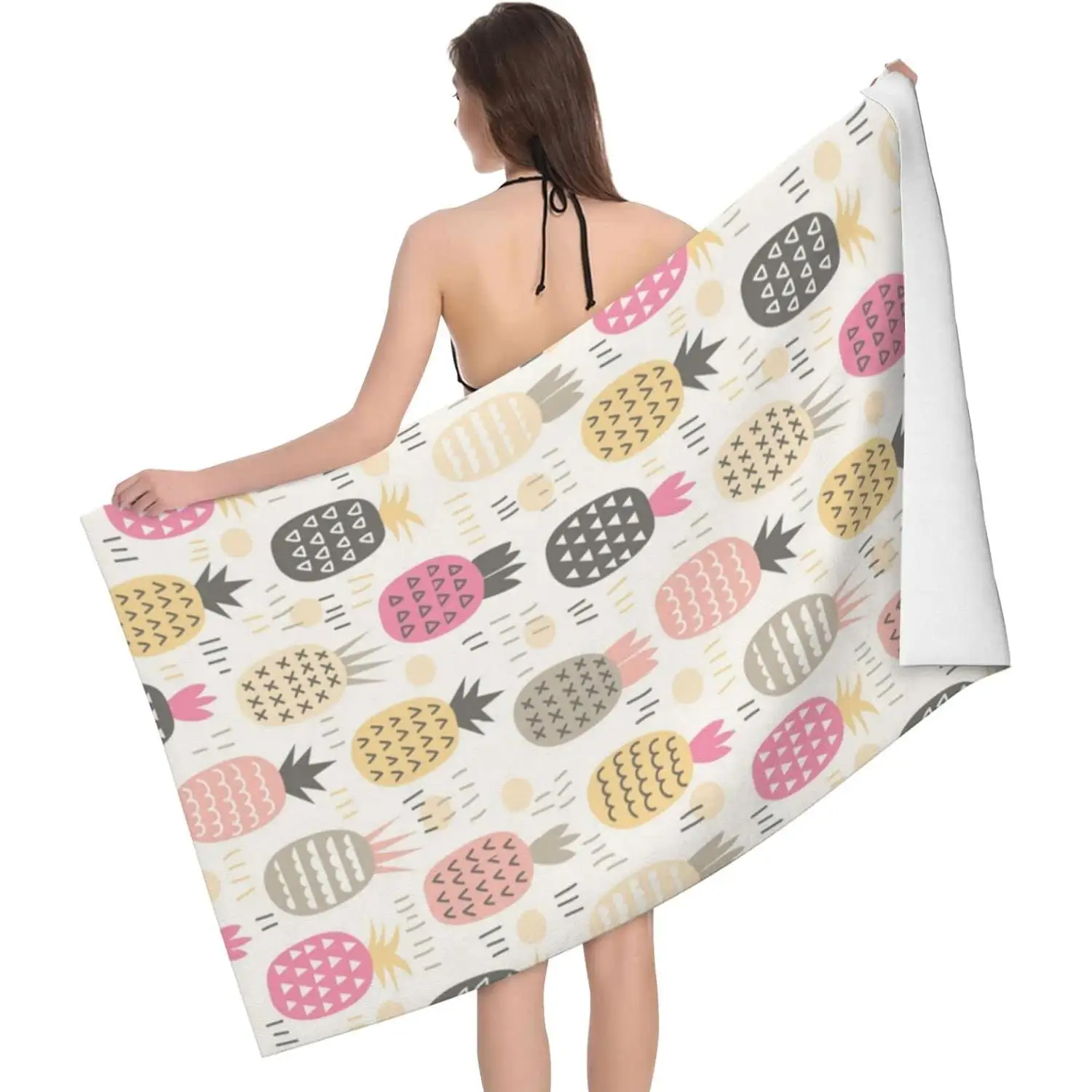 Colorful Microfiber Pineapple Beach Towel Blanket Lightweight Absorbent Quick Dry Sand Swimming Bath Pool Towel Women Girls