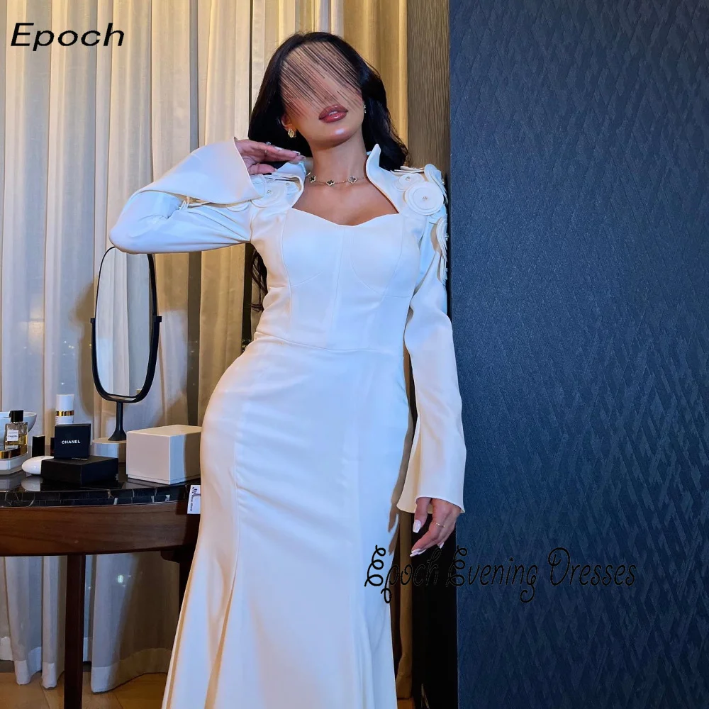 Epoch 여성용 긴 이브닝 원피스, 우아한 A라인 스퀘어 칼라 아플리케, 섹시한 칵테일 무도회 파티 가운, 2024 신제품