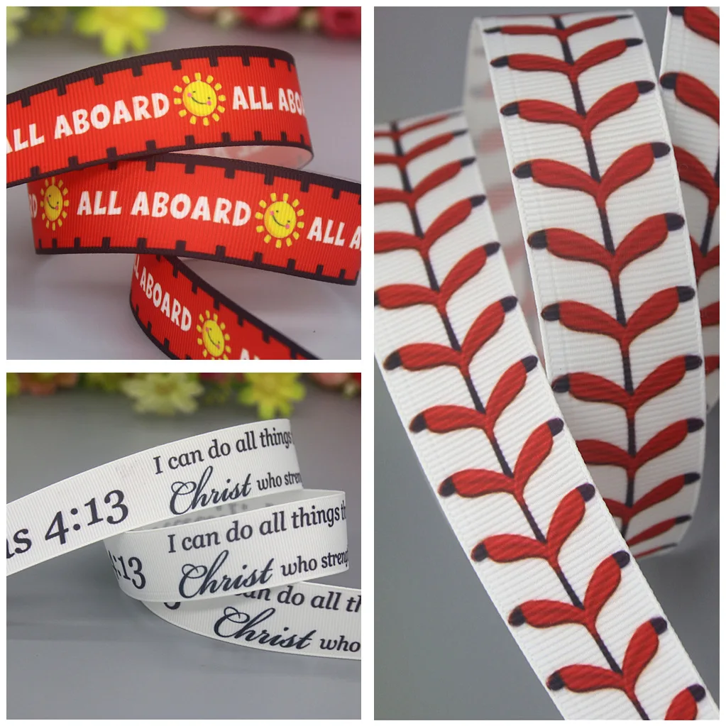 DHK 50 ياردة على فيليبي 4:13 المطبوعة Grosgrain الشريط الملحقات المواد أغطية الرأس الديكور DIY بها بنفسك الخياطة الحرفية S2357