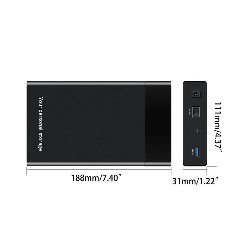 Caja externa USB3.0 para HDD SSD 3 pulgadas sin herramientas