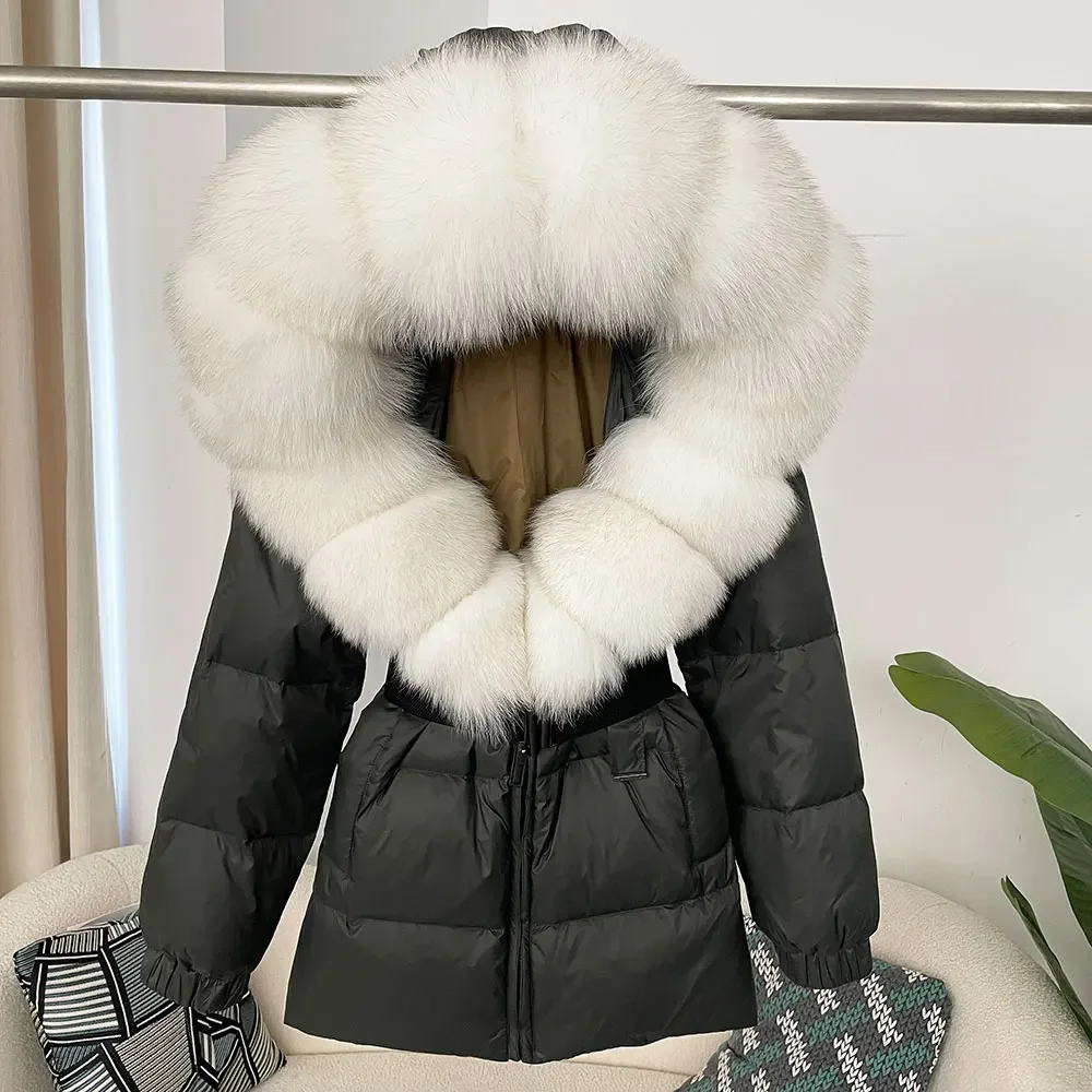 OFTBUY 2024 Winter Puffer Jacket Women Real Fox Fur Hooded Thick Warm White Duck Down Coat Female Parkas Waterproof Fur Jacket