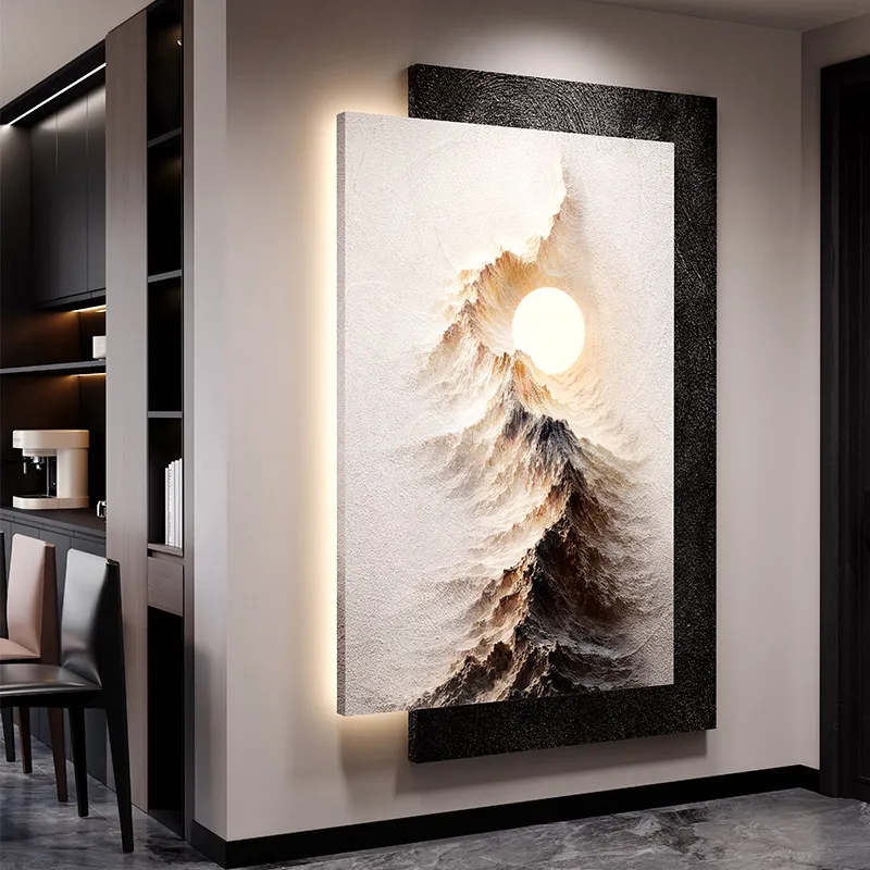 Advanced sense of Rizhao Jinshan entrance decoration painting relief three-dimensional corridor corridor mural light