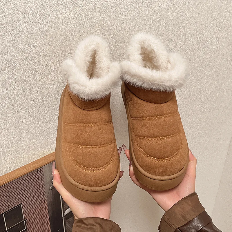 

Зимние теплые меховые тапочки на плоской подошве, женские пушистые домашние шлепанцы из искусственной замши, женские удобные нескользящие домашние хлопковые туфли на полу