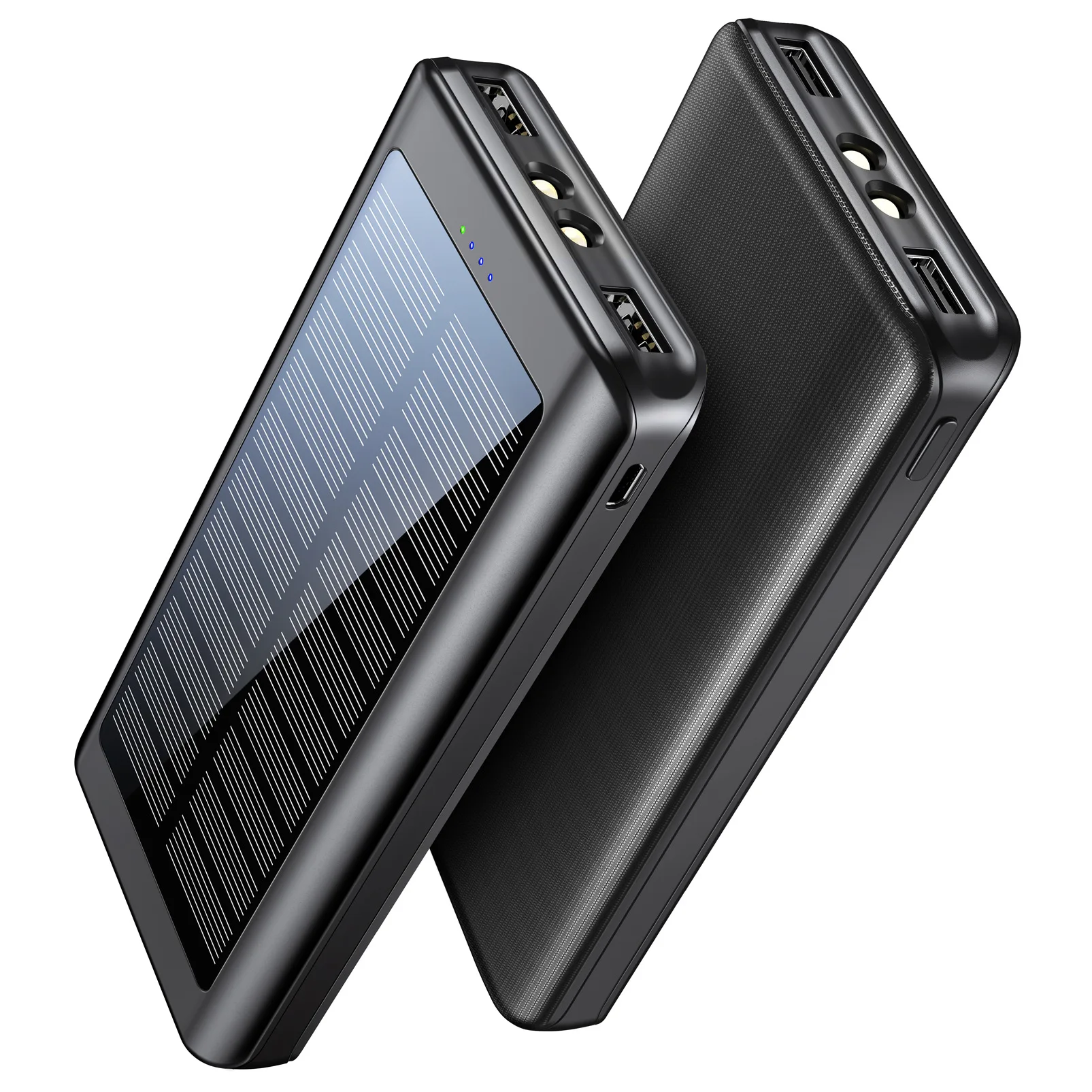 PSE Ultra-thin Mobile Power 30000mAh Solar Charging Battery 5V2.1A Two-way Fast Charging Battery Outdoor Strong Light Flashlight