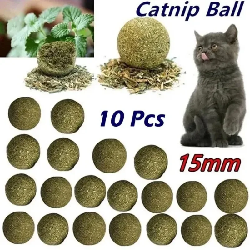 10 Pcs 15mm Healthy Natural Mint Ball Catnip Ball Playing Toy Molars Supplies Pet Snacks Cat Supplies