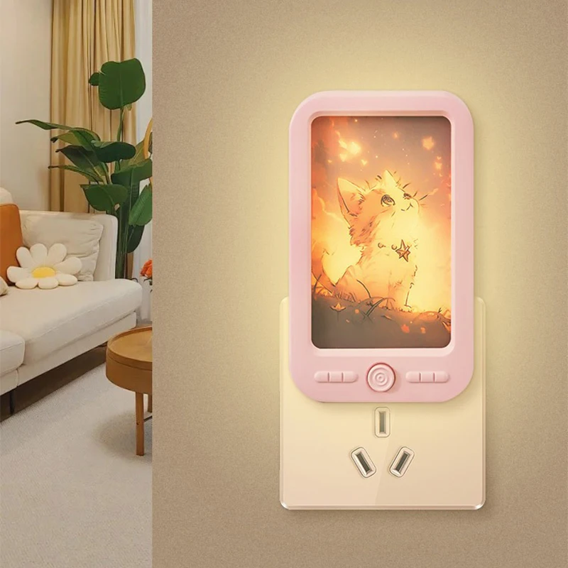 

LED Mini Painting Night Light Switch Plug-In LED Light Eye Protection Night Light Lamp Use For Bedside Baby Feeding Living Room