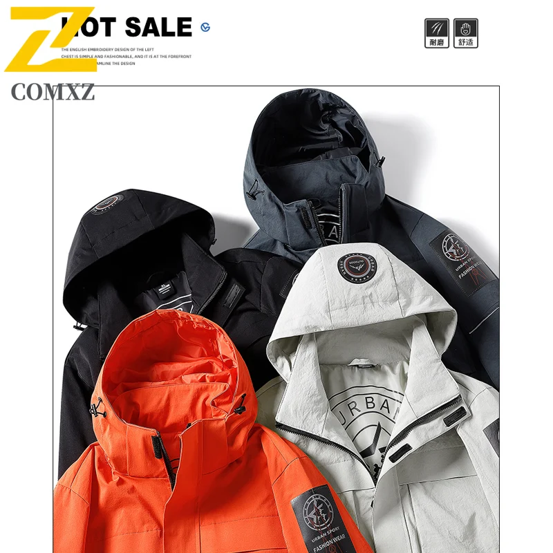 

Men's Trendy Jacket Outdoor Adventure Camping Windproof Waterproof Durable Coat Simple Hiking Travel Work Hooded Windbreaker