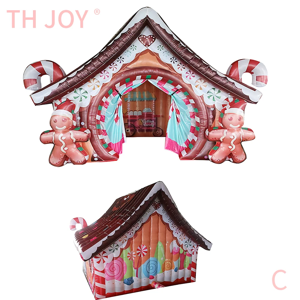 fast air ship to door,customized inflatable Santa grotto, outdoor decoration blow up Gingerbread Christmas house cabin house