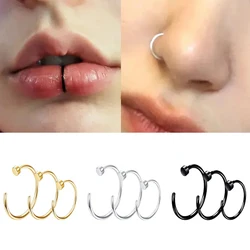 6pcs 18G 6/8/10mm Fake Nose Rings for Women Men,316L Stainless Steel Clip on Lip Rings Labret Ring Nose Earring Piercing Jewelry
