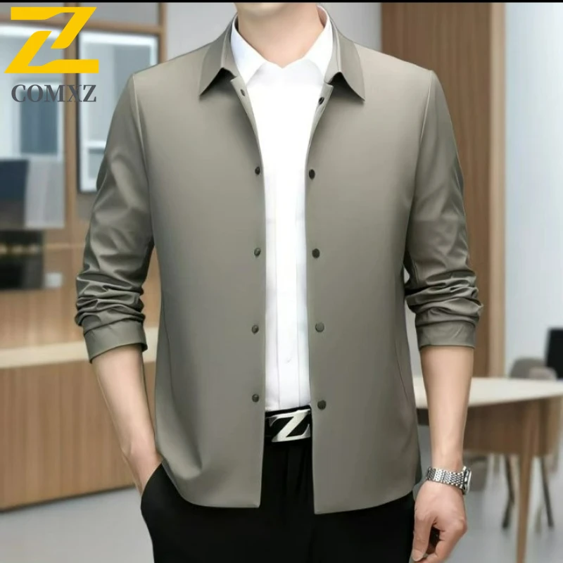 

COMXZ New Jacket Men Premium Quality Lapel Business Casual Working Coat Fashion Comfort Lightweight Spring Autumn Outer Garment