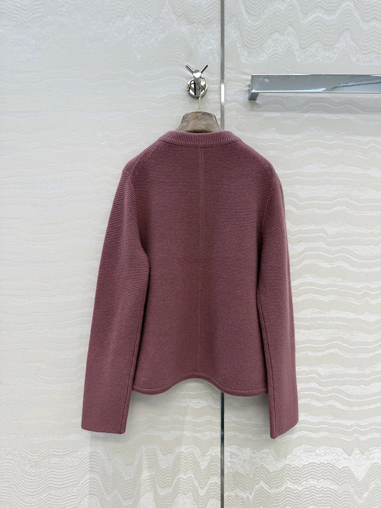 Autumn Winter Fashion Burgundy Vintage Casual Cashmere Knitting Warm Cardigan Women's O-Neck Loose Long Sleeve Pockets Sweaters