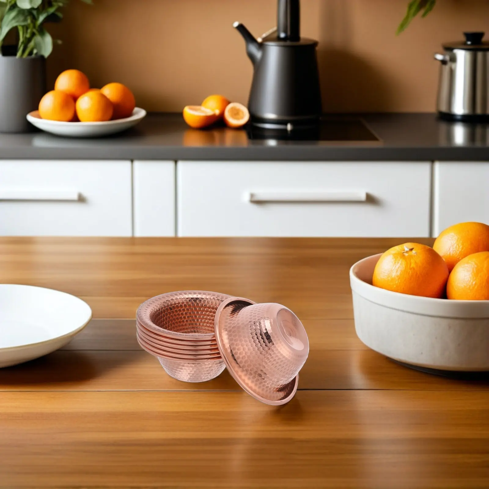 

Набор из 7 чаш для индийского карри с эффектом ковки, металлические сервировочные чаши из сплава для риса, супа и ужина, для дома, ресторана, вечеринок