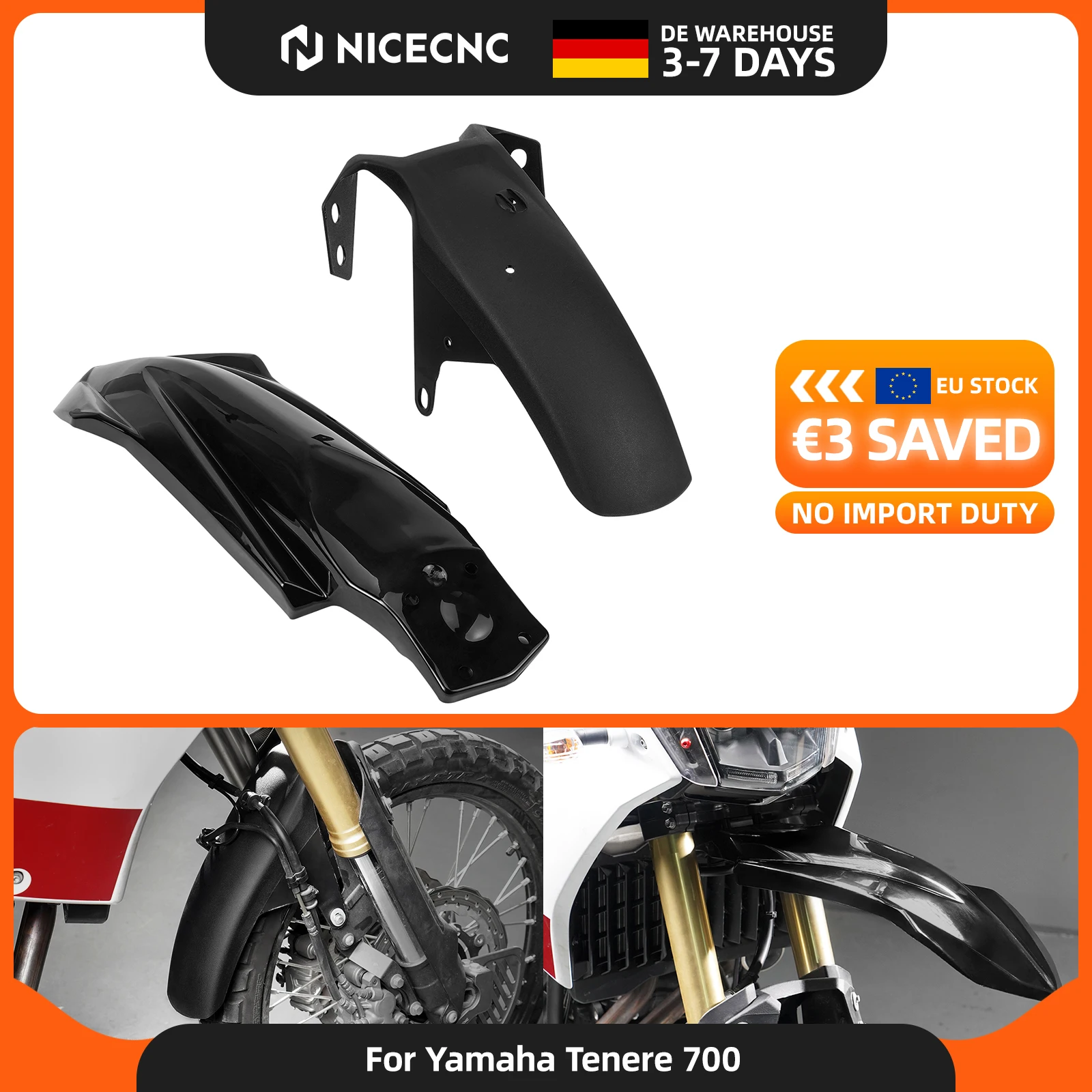 Image of 2019-2025 Für Yamaha Tenere 700 XTZ700 Hochfender-Kit Tenere 700 World Raid 2022-2025 Tenere 700 World Rally 2023-2025 Tenere 700 Extreme 2023-2025 Tenere 700 Explore 2023-2025 Tenere 700 Rally