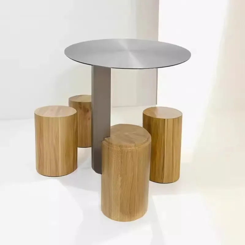 Industrial Art Style Stainless Steel Side Table Nordic Light Luxury Home Decoration Coffee Shop Bar Leisure Tea Table Customized