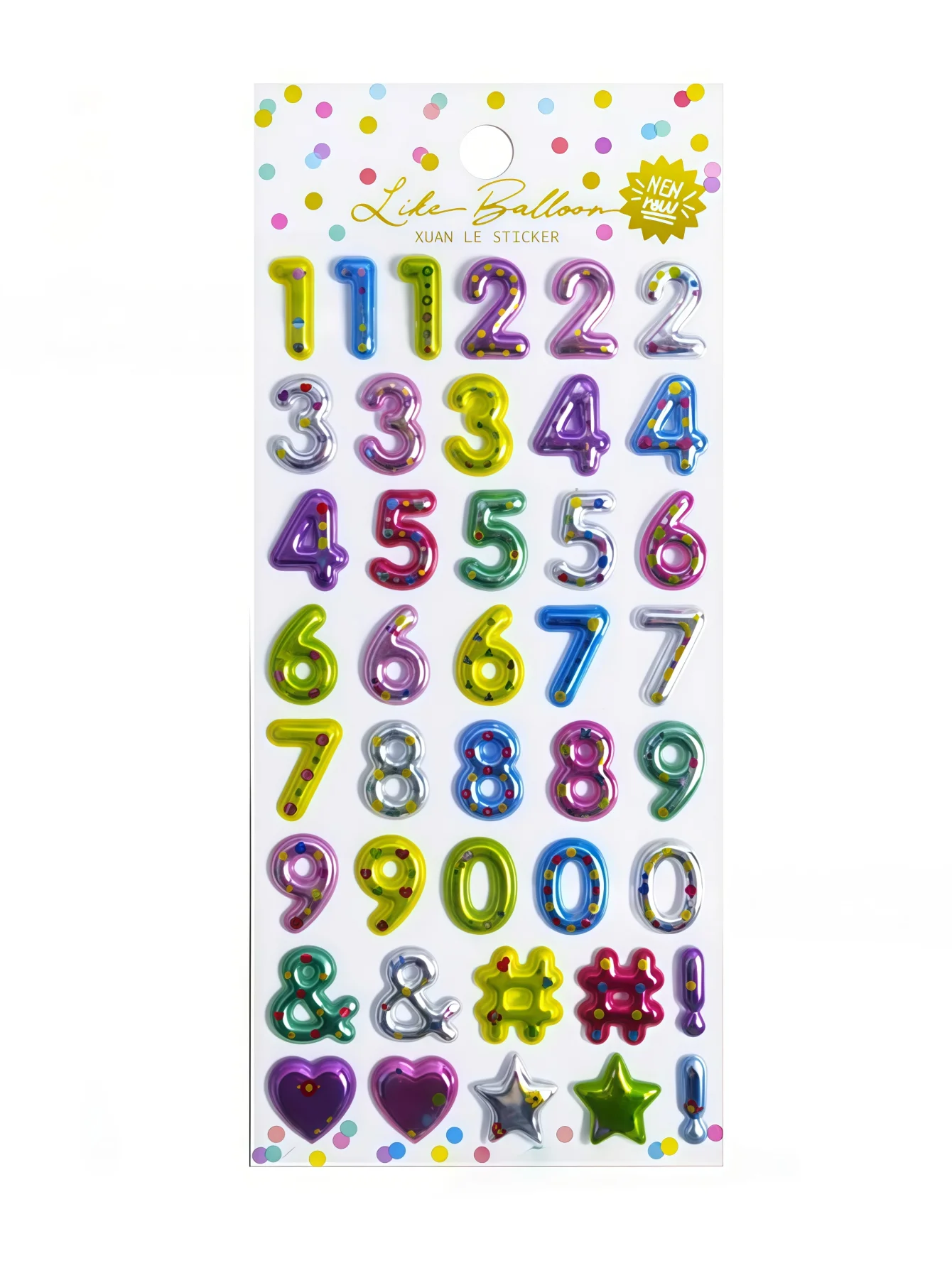 ملصقات زخرفية إبداعية ثلاثية الأبعاد مع أرقام وحروف إنجليزية ملونة (نمط فقاعة)