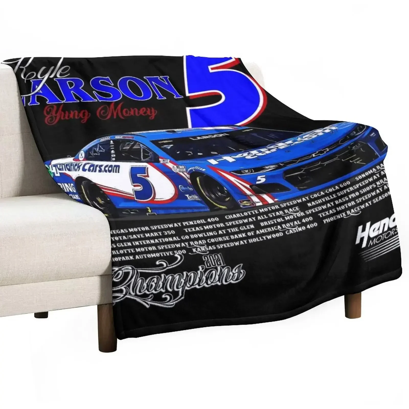 

Kyle Larson Champion Throw Blanket Outdoor Soft Blanket for Picnic Beach Camping