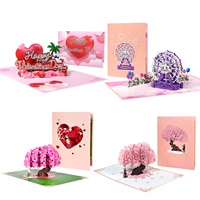 Valentine's Day Gift 3D Pop Up Card Anniversary Wedding Birthday for Wife Husband Greeting Cards with Envelope and Note Card
