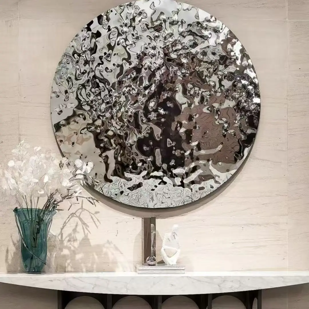 

Aqumotic Peel and Stick Wallpaper Customized Wave Decorative PVC Plate Background Wallpapers Fake Metal Mirror Embossed