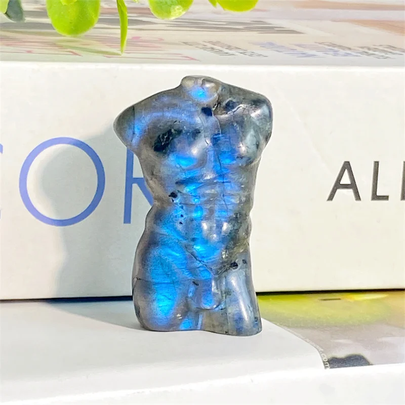 

Natural Labradorite Male Body Statue Room Decoration Healing Crystal Torso Figurines Reiki Carved Stones Wholesale 1pcs